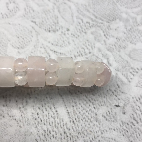 Pink natural quartz stretch bracelet boho  free spirit layering stack - Picture 2 of 2